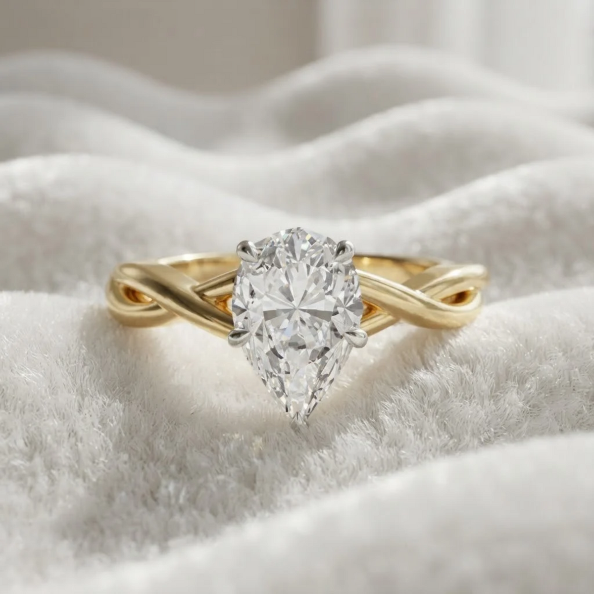 Pear Shape Lab Grown Diamond Engagement Ring