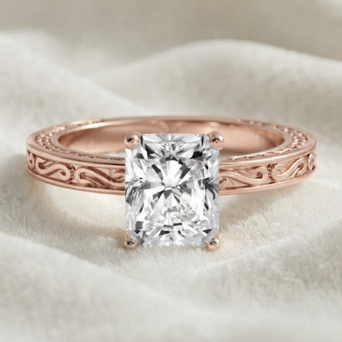 Radiant Cut Lab Diamond Engagement Ring