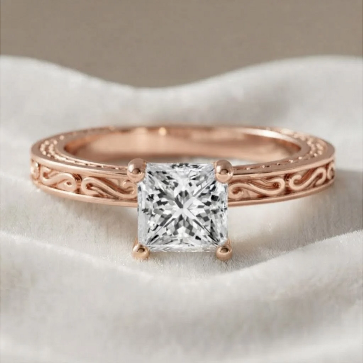 Nature Inspired Princess Cut Engagement Ring
