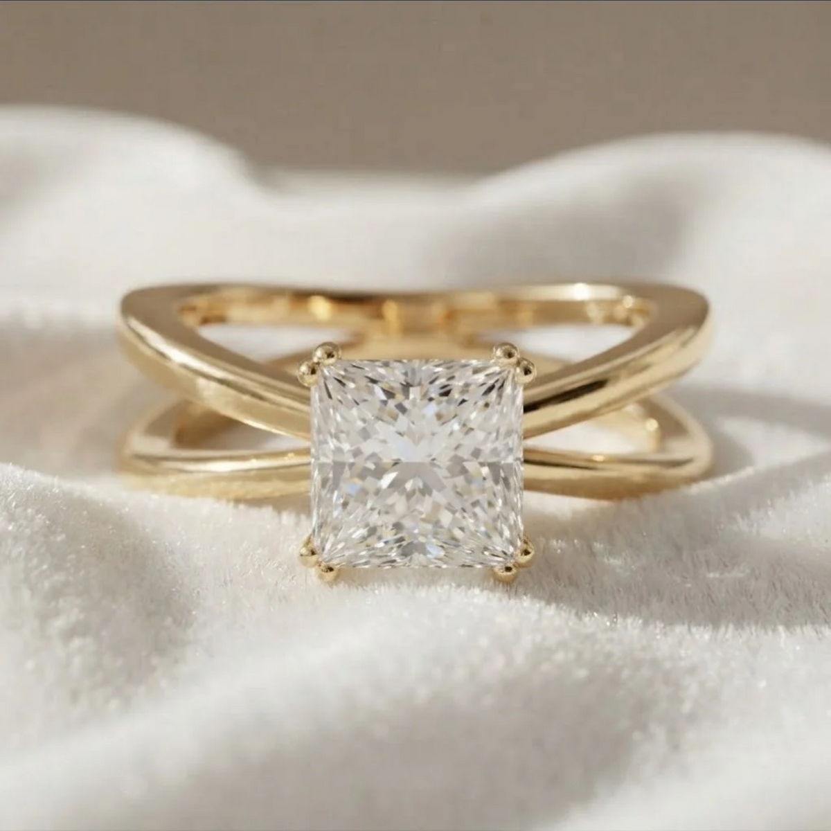 Solitaire Princess Cut Lab Diamond Ring