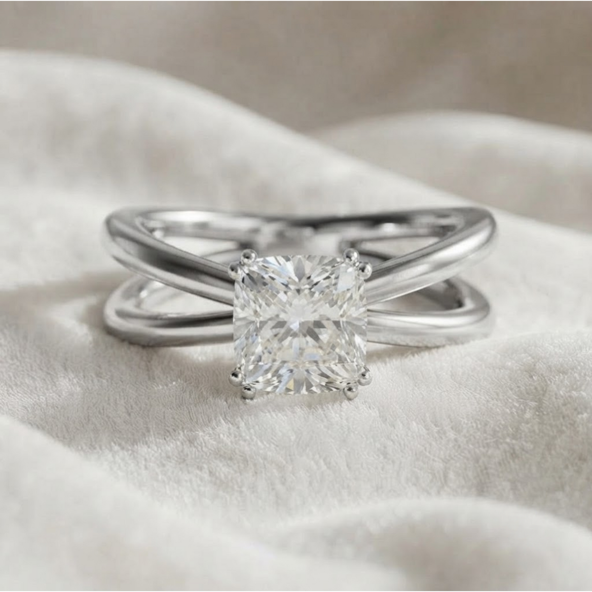 Lab Grown Diamond Ring Split Shank Engagement Ring