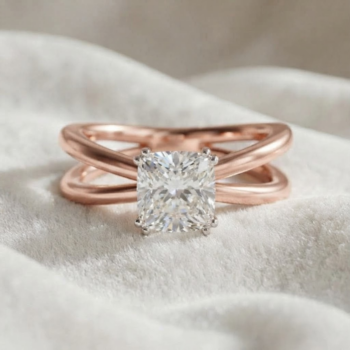 Lab Grown Diamond Ring Split Shank Engagement Ring
