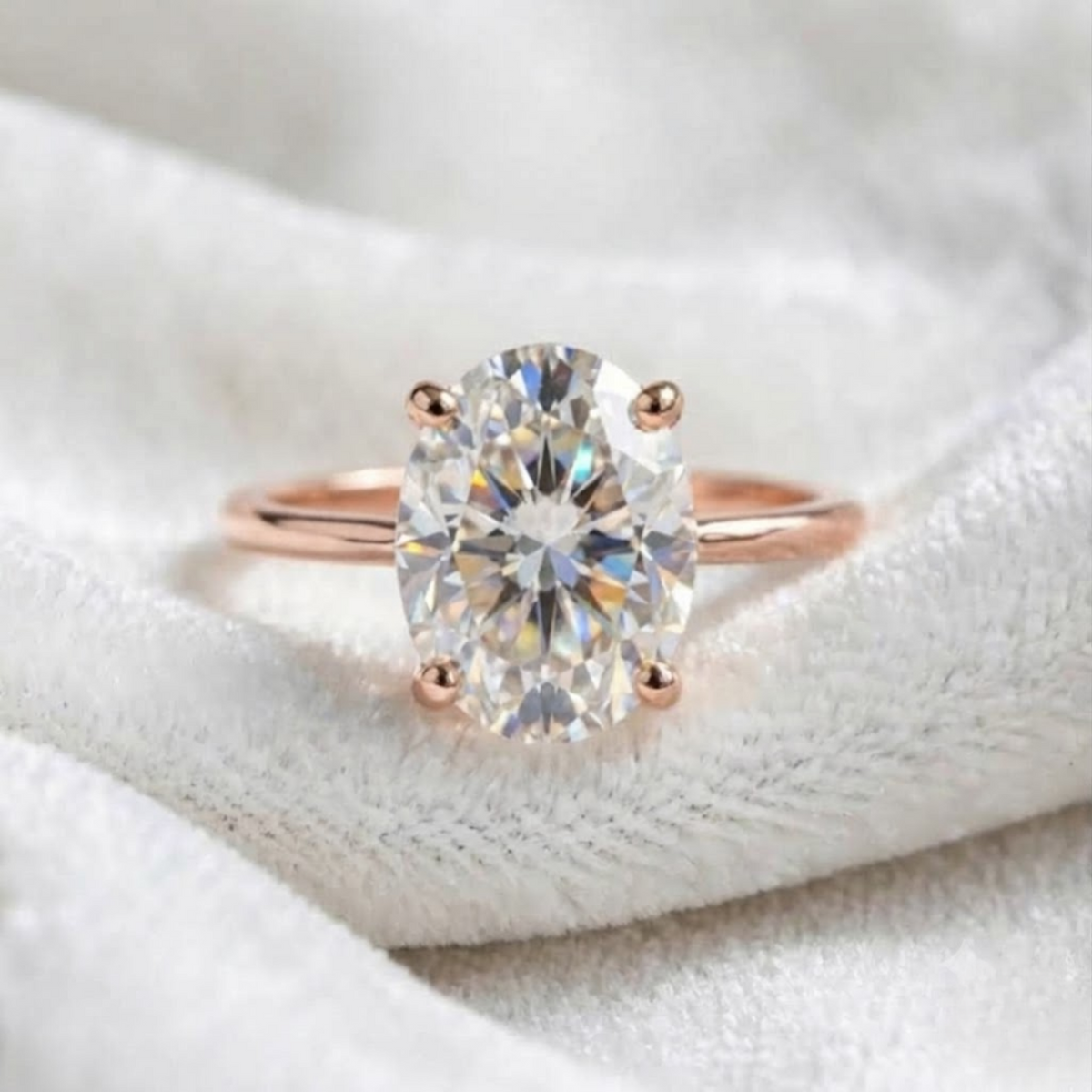 Lab Grown Certified Oval Cut Diamond Solitaire Engagement Ring