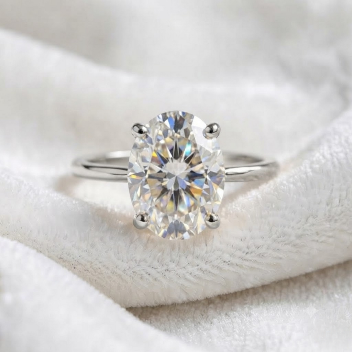 Lab Grown Certified Oval Cut Diamond Solitaire Engagement Ring