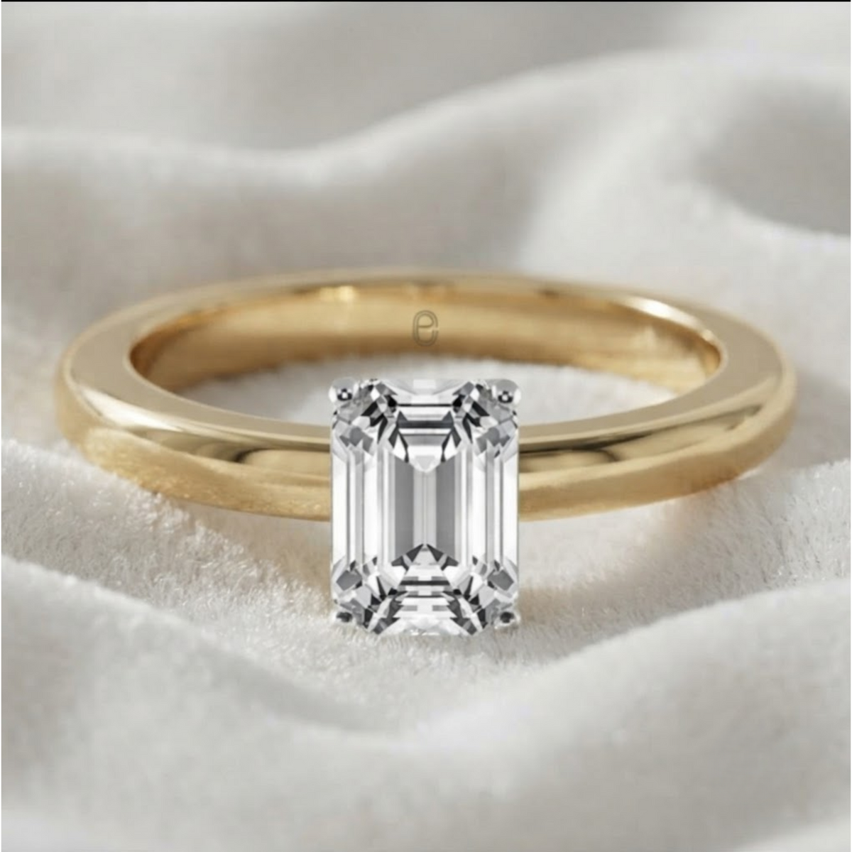 Emerald Cut Lab Grown Diamond Solitaire Engagement Ring