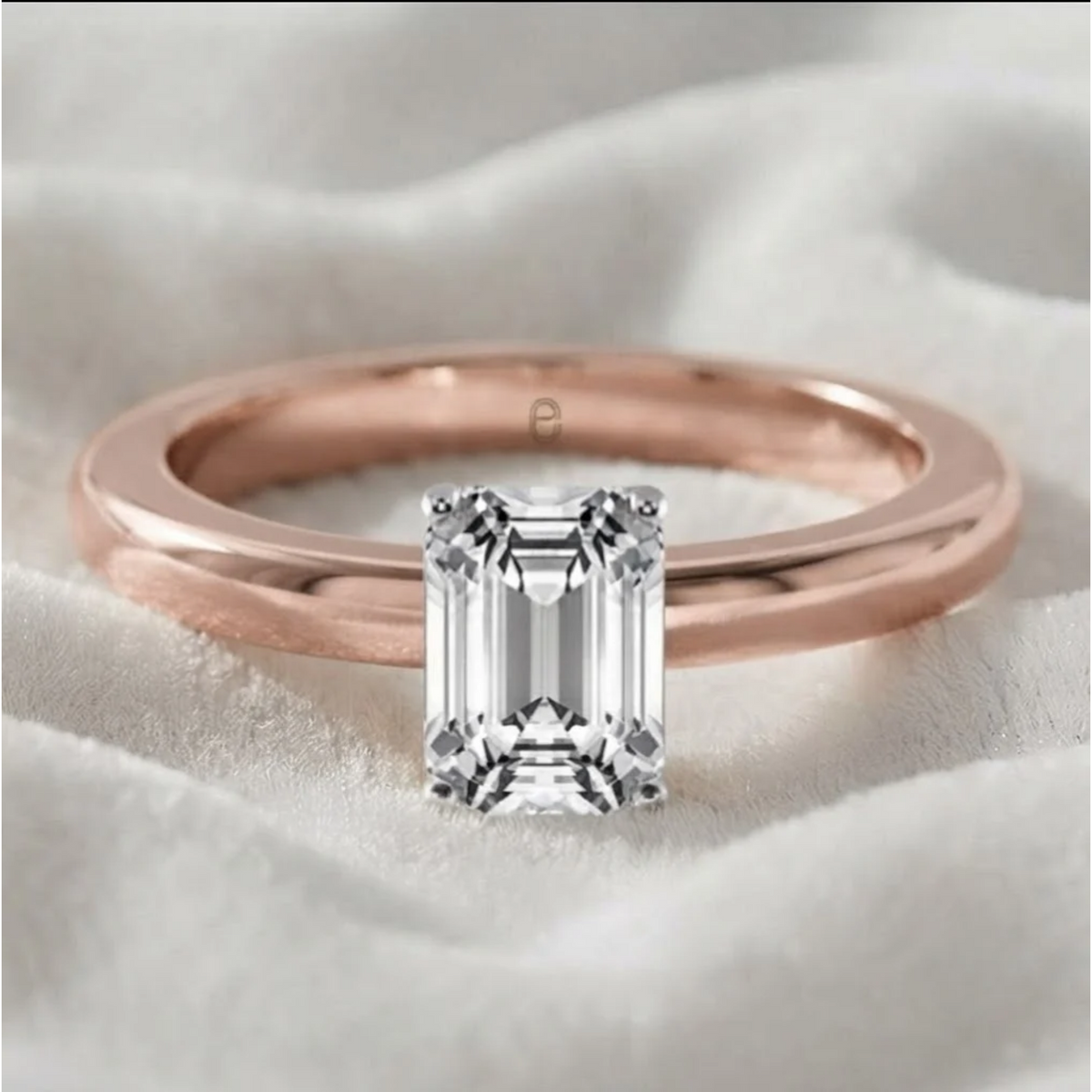 Emerald Cut Lab Grown Diamond Solitaire Engagement Ring