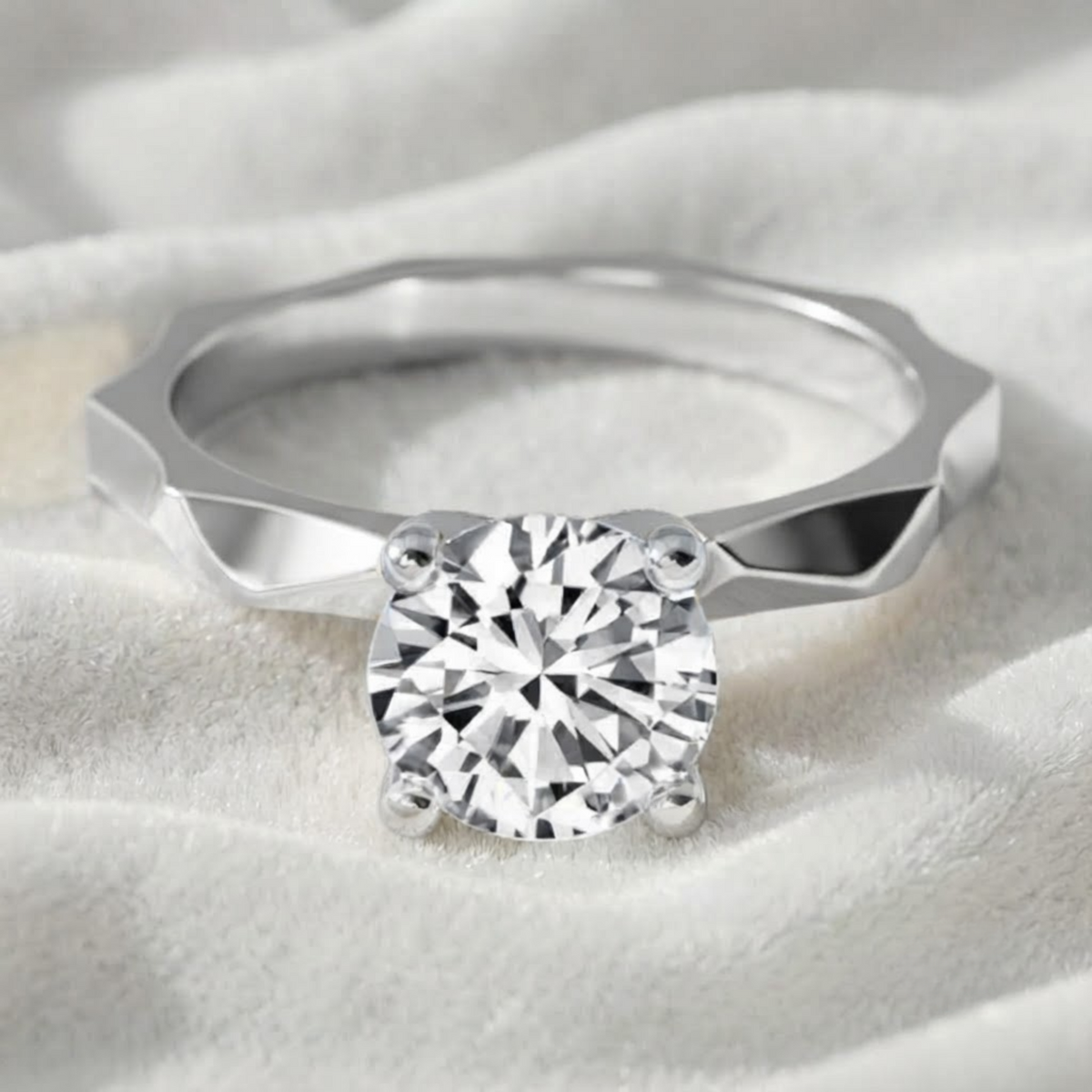 Round Solitaire Lab Created Diamond Ring