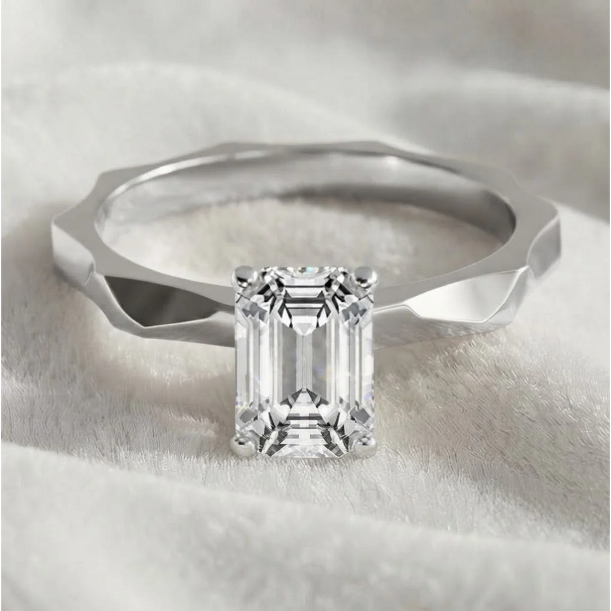 Emerald Lab Grown Diamond Solitaire Engagement Ring