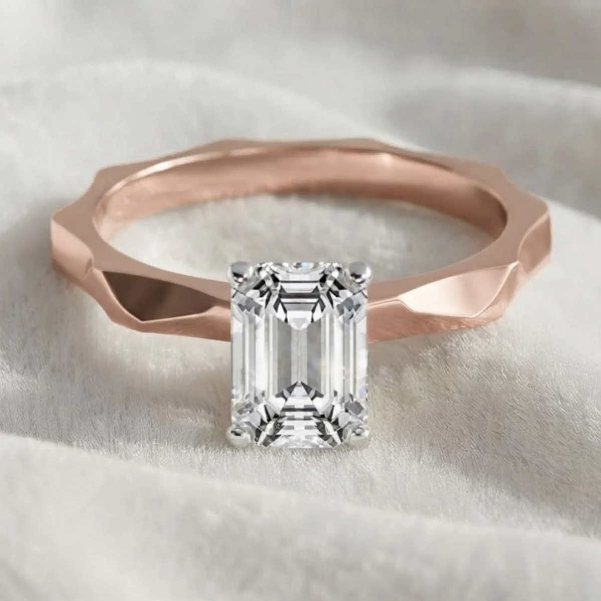 Emerald Lab Grown Diamond Solitaire Engagement Ring