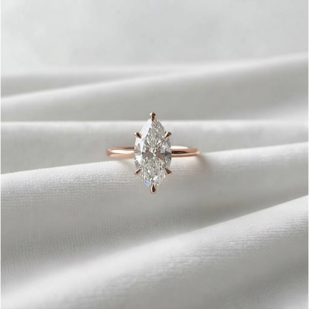 Marquise Cut IGI Certified Lab Grown Solitaire Diamond Ring