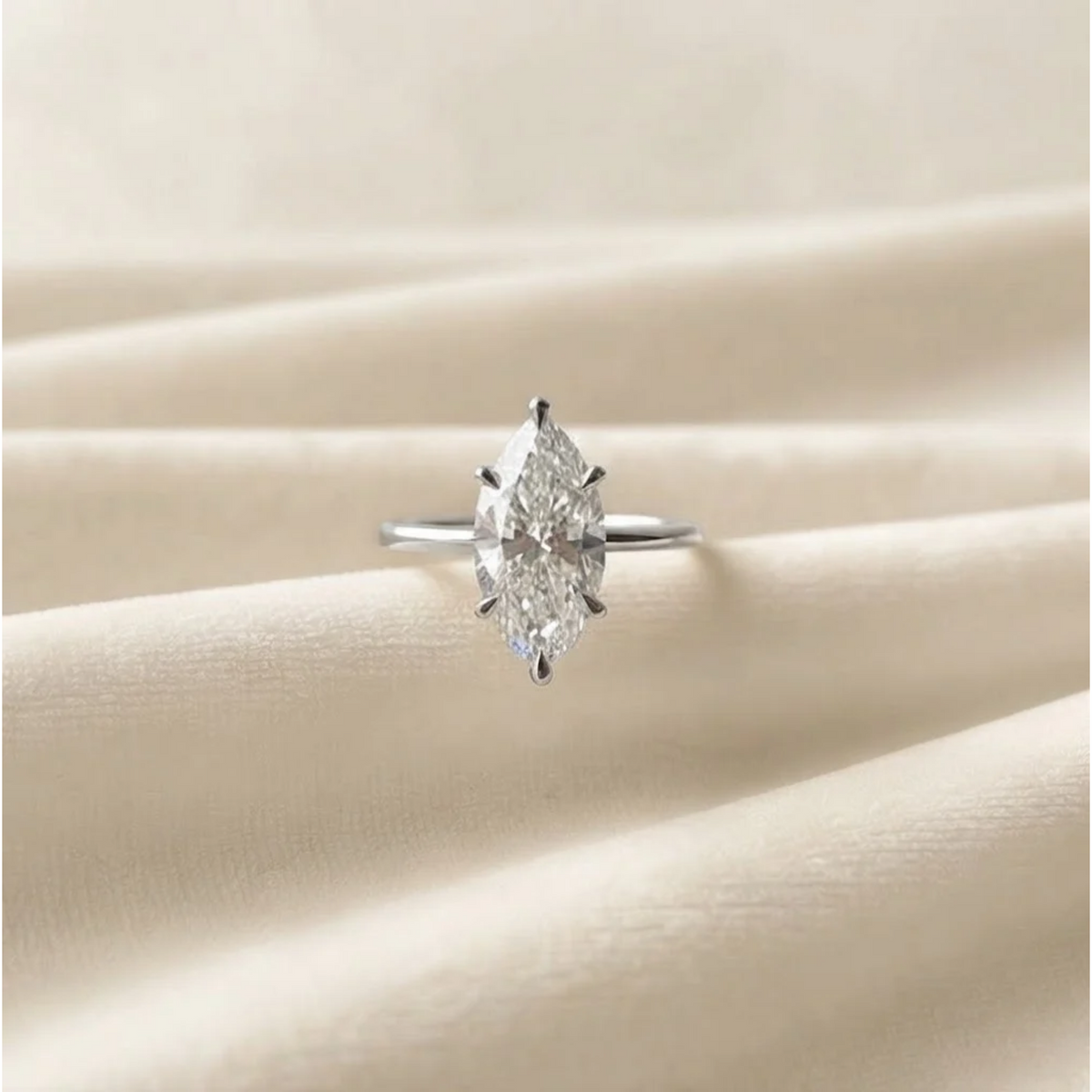 Marquise Cut IGI Certified Lab Grown Solitaire Diamond Ring