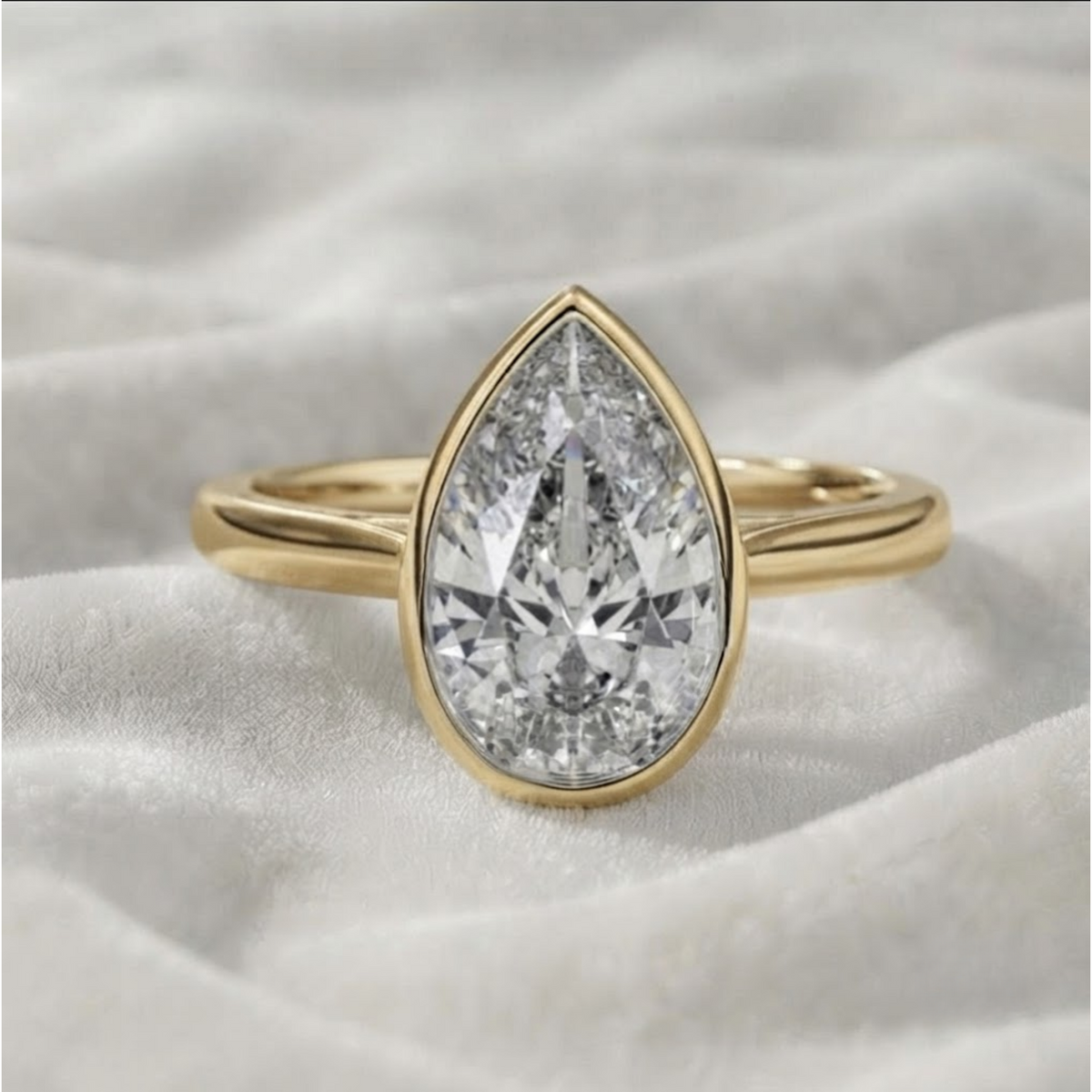 Pear Cut Lab Grown Solitaire Engagement Ring