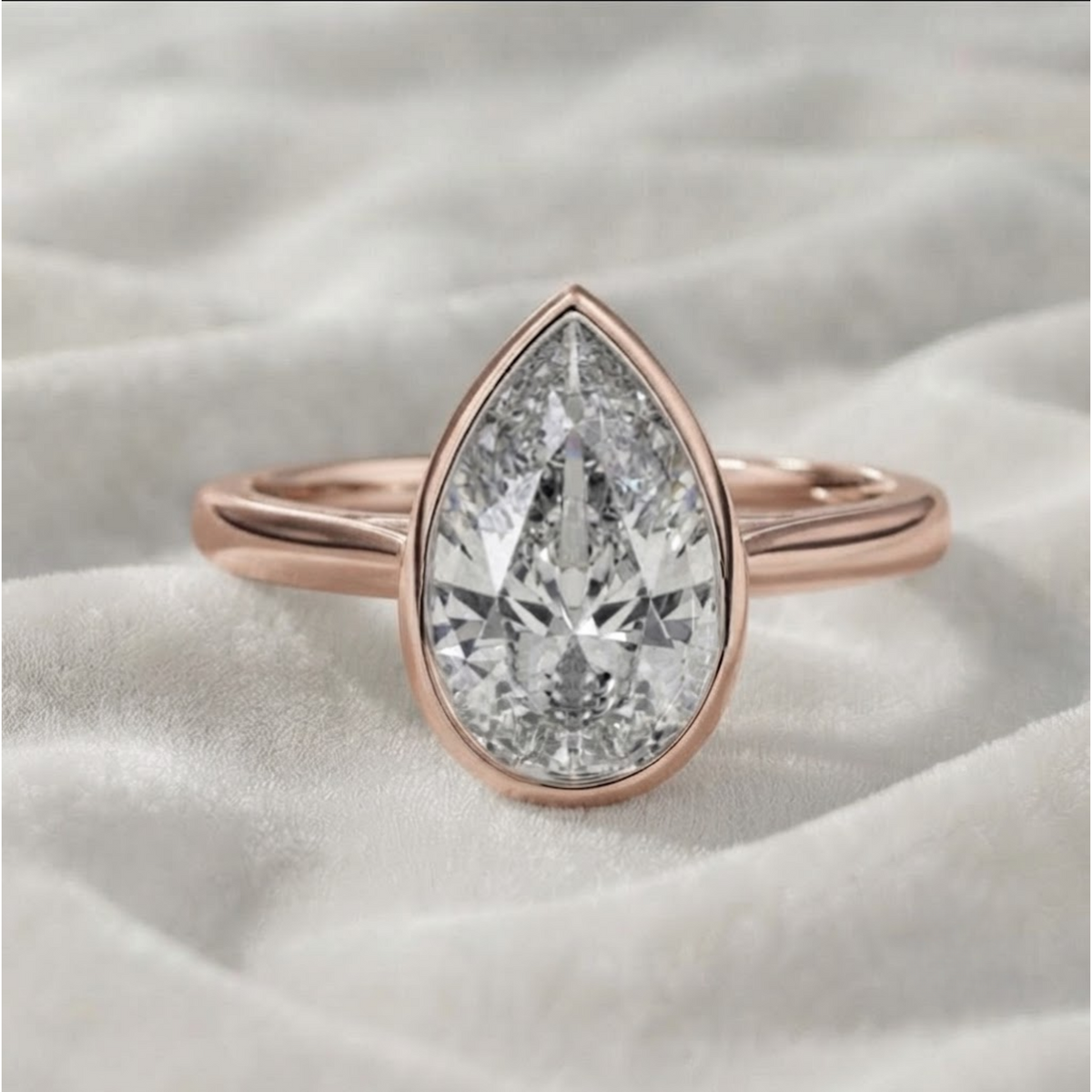 Pear Cut Lab Grown Solitaire Engagement Ring