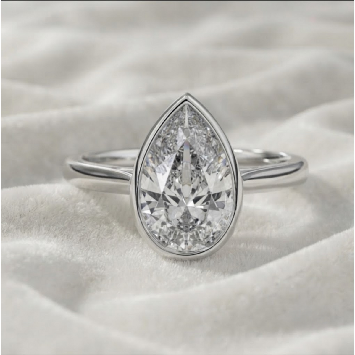 Pear Cut Lab Grown Solitaire Engagement Ring