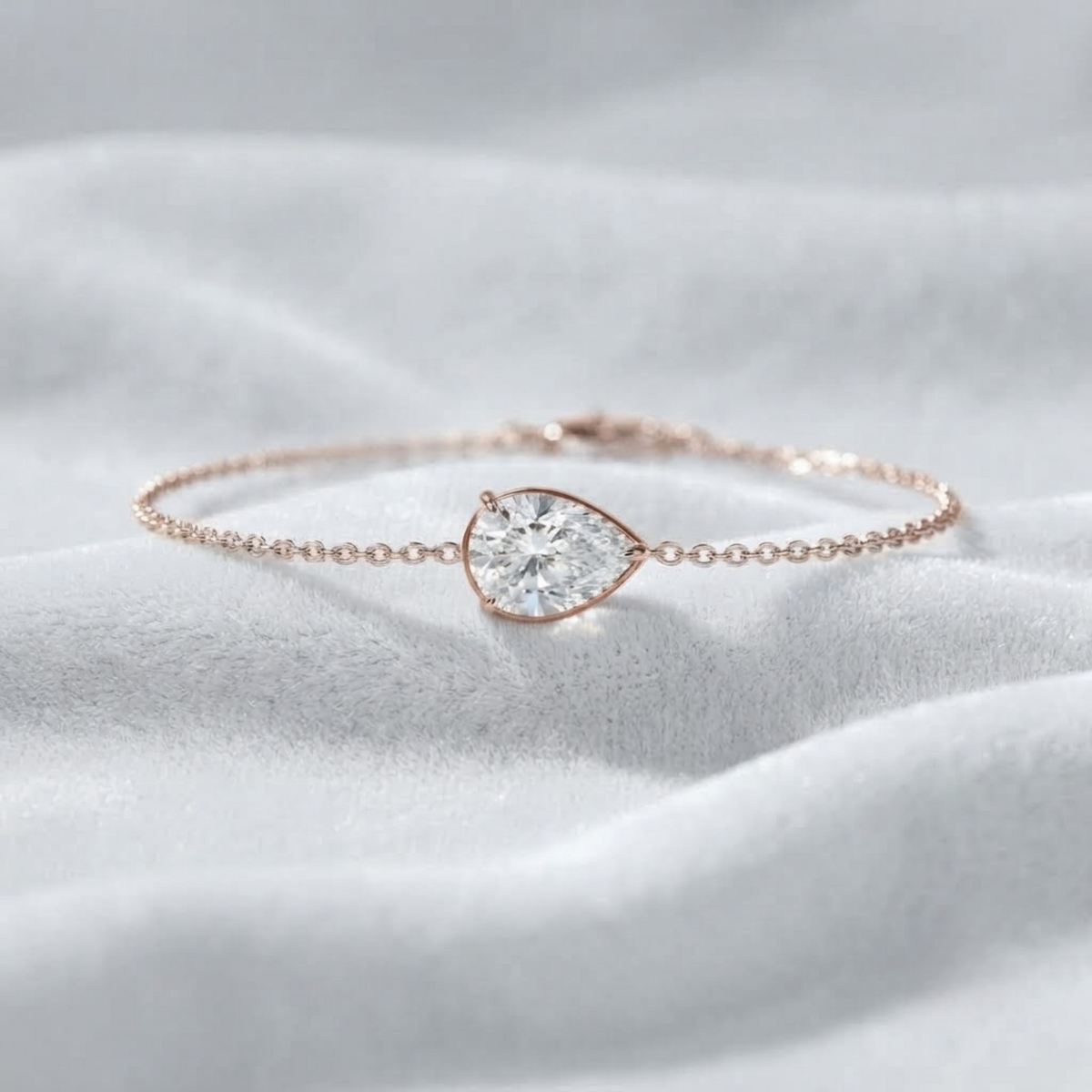 Solitaire Pear Cut Lab Grown Diamond Bracelet