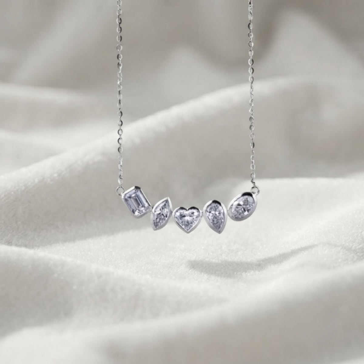 White Gold Multi Shape Diamond Necklace