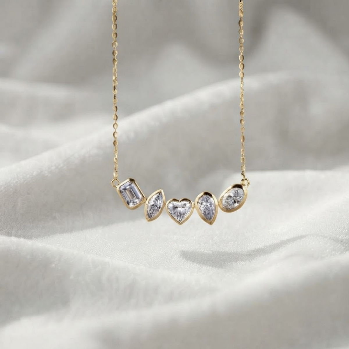 White Gold Multi Shape Diamond Necklace