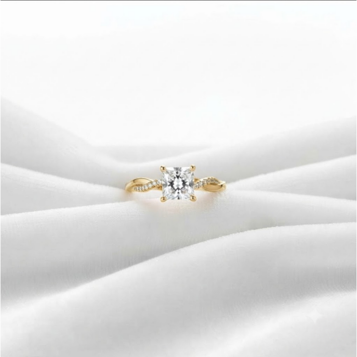 Princess Cut Pave Setting Twisted Band Ring