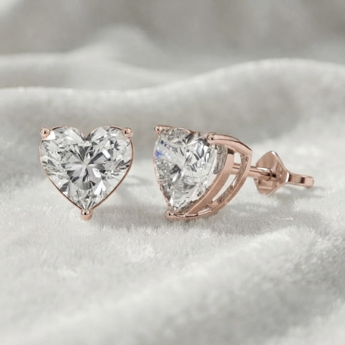 Heart Shape Lab Grown Diamond Stud Earrings