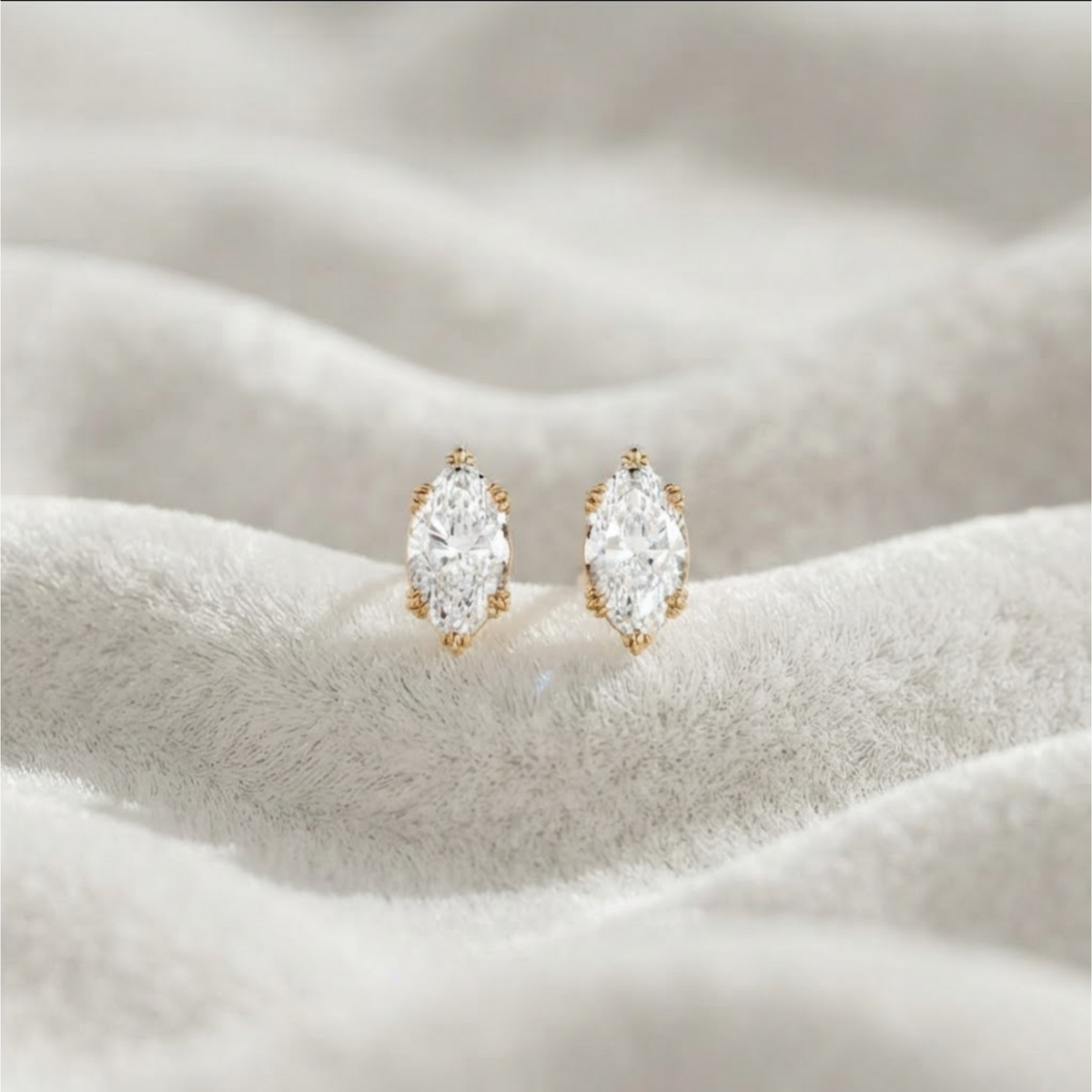 Marquise cut Lab Grown Diamond Earrings in 14K Gold