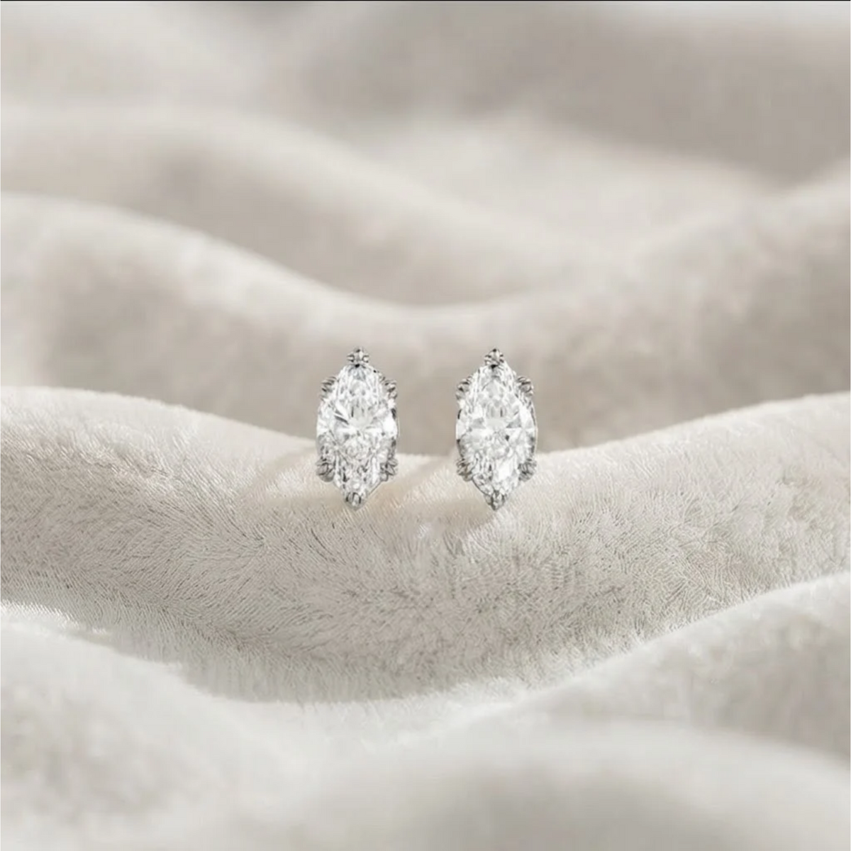 Marquise cut Lab Grown Diamond Earrings in 14K Gold