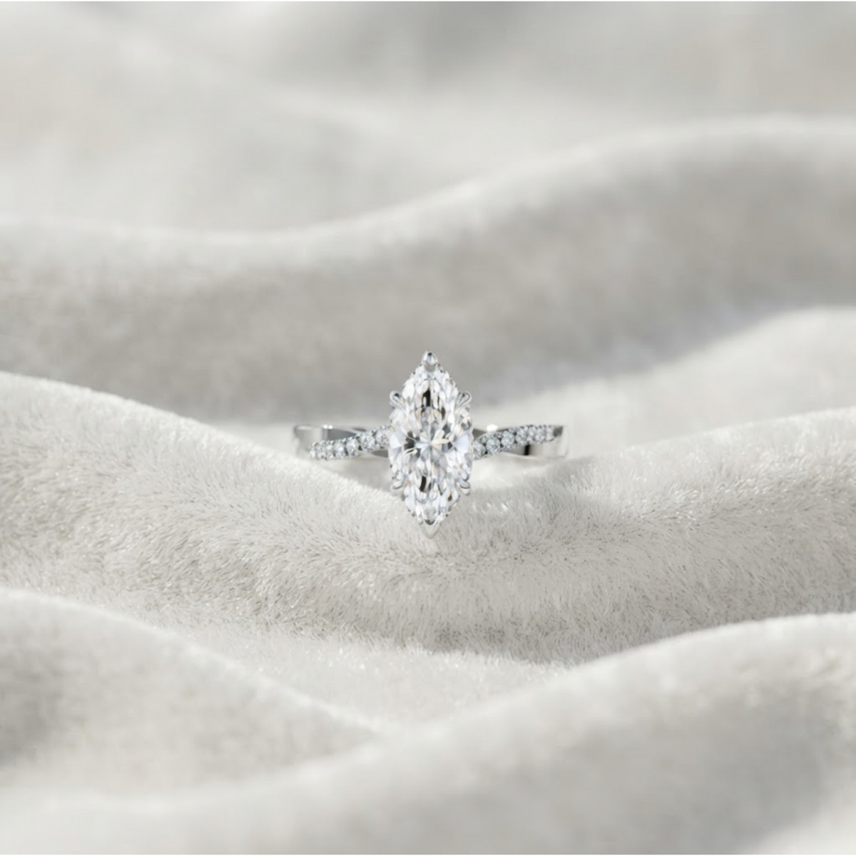 Marquise Cut Halo Engagement Ring