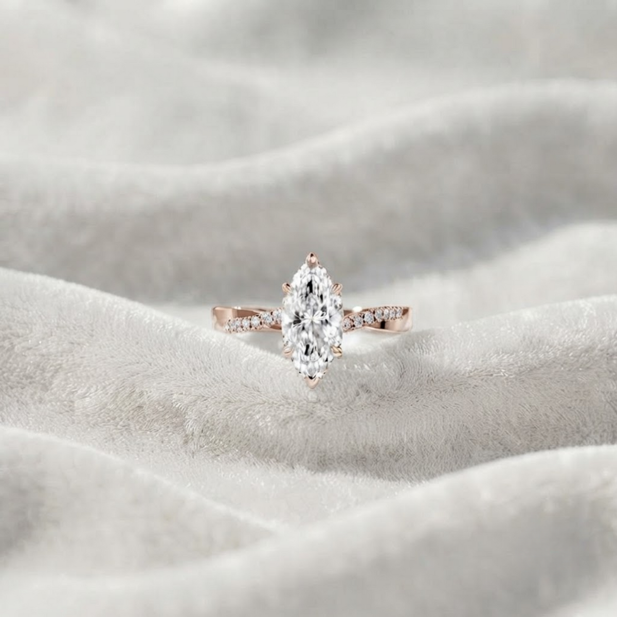 Marquise Cut Halo Engagement Ring