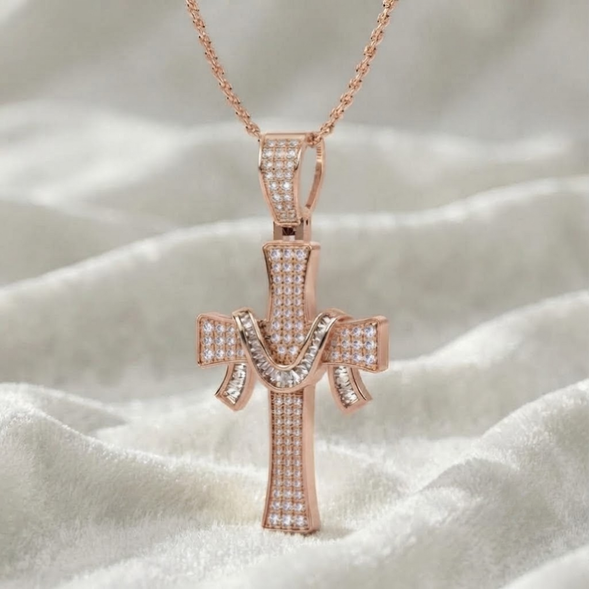 Lab Grown Diamond Cross Look Stone Pendant