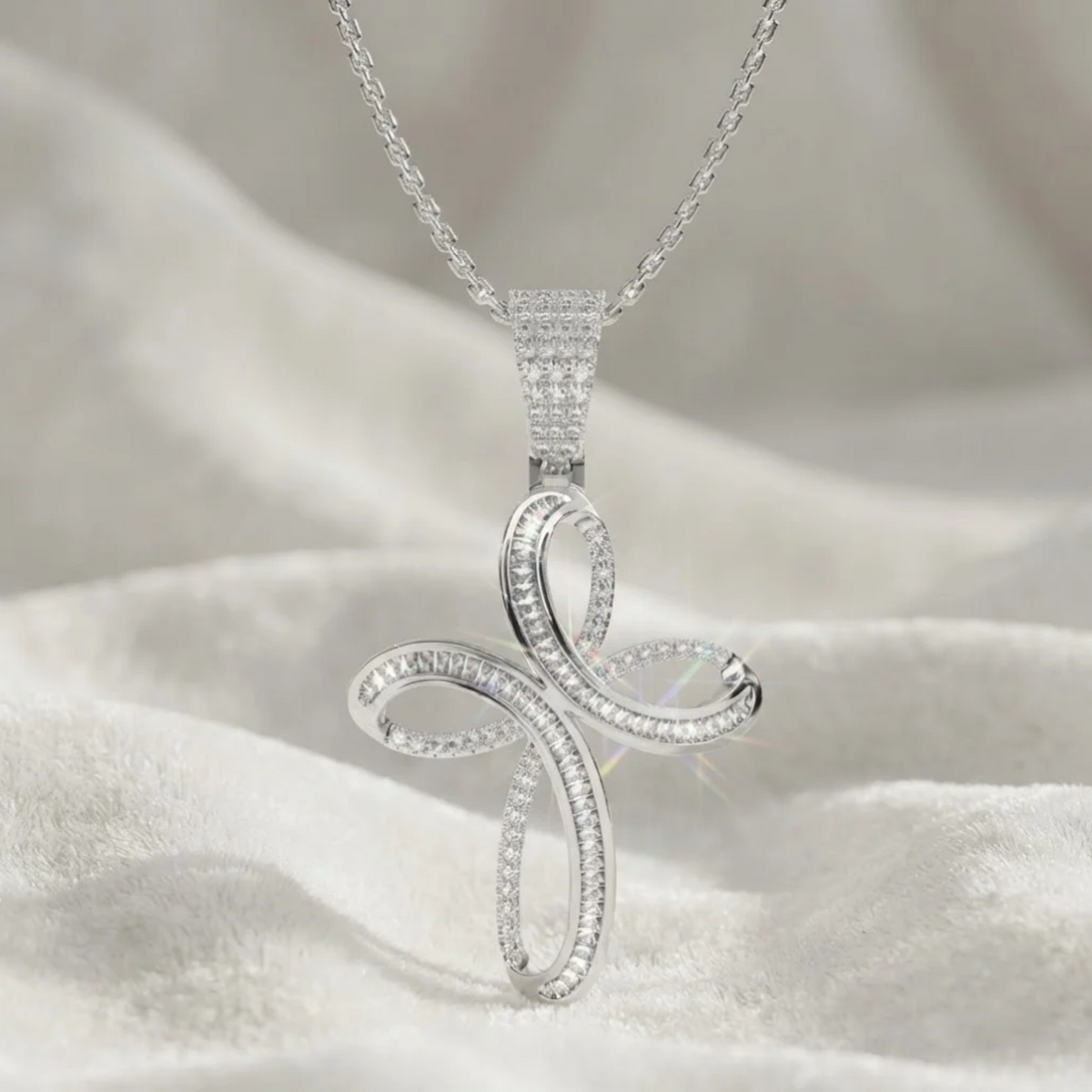 Diamond Infinity Cross Pendant for Women