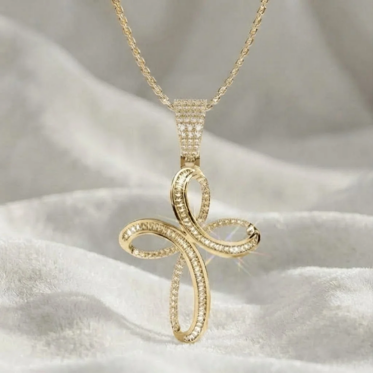 Diamond Infinity Cross Pendant for Women