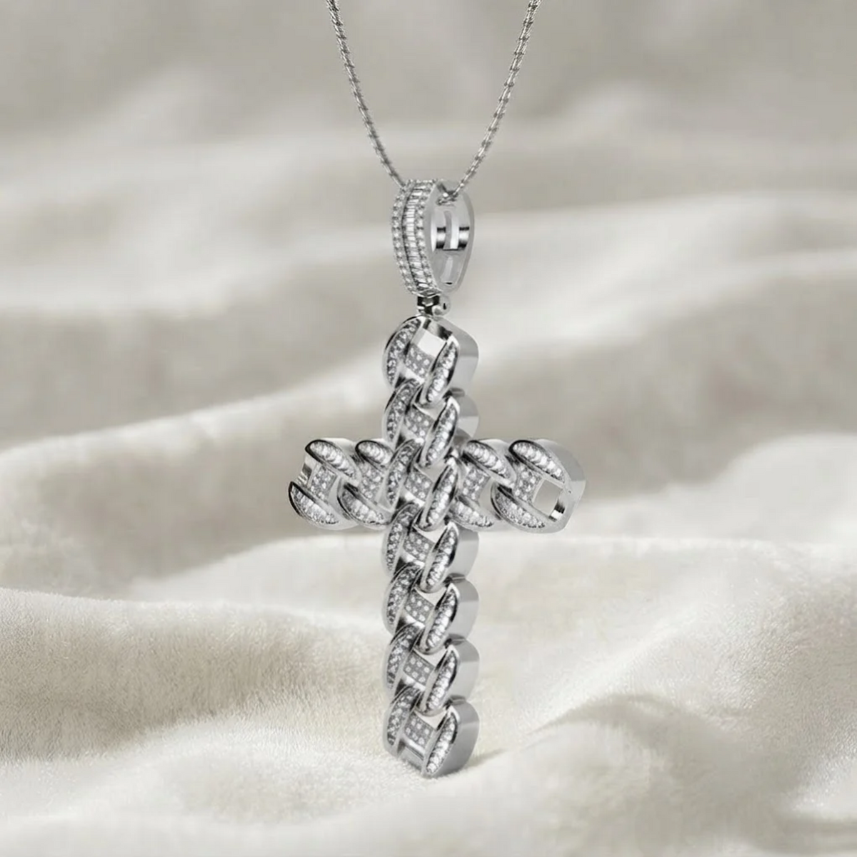Lab Grown Diamond Cuban link cross pendant