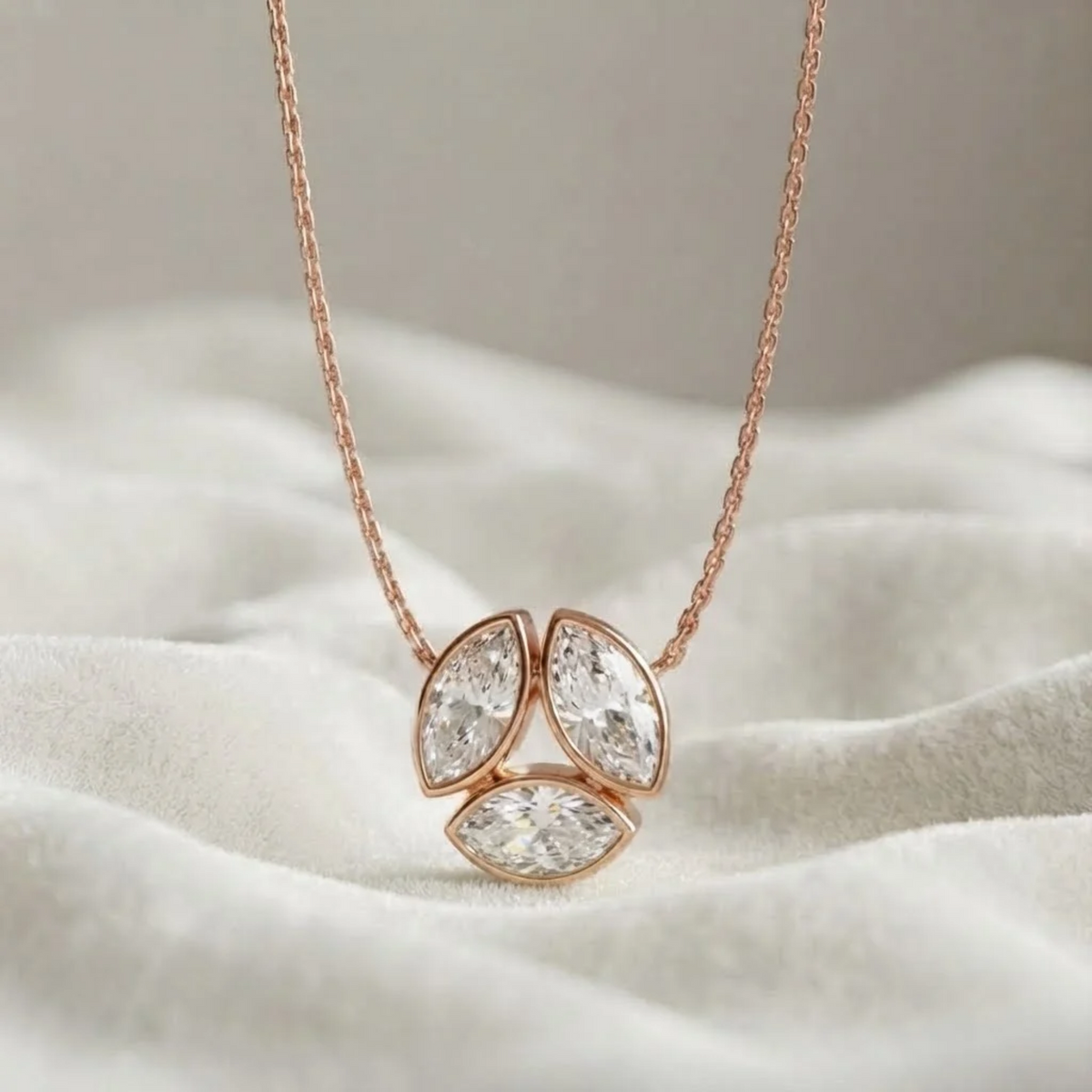 Three Marquise Cut Lab-Grown Diamond Necklace