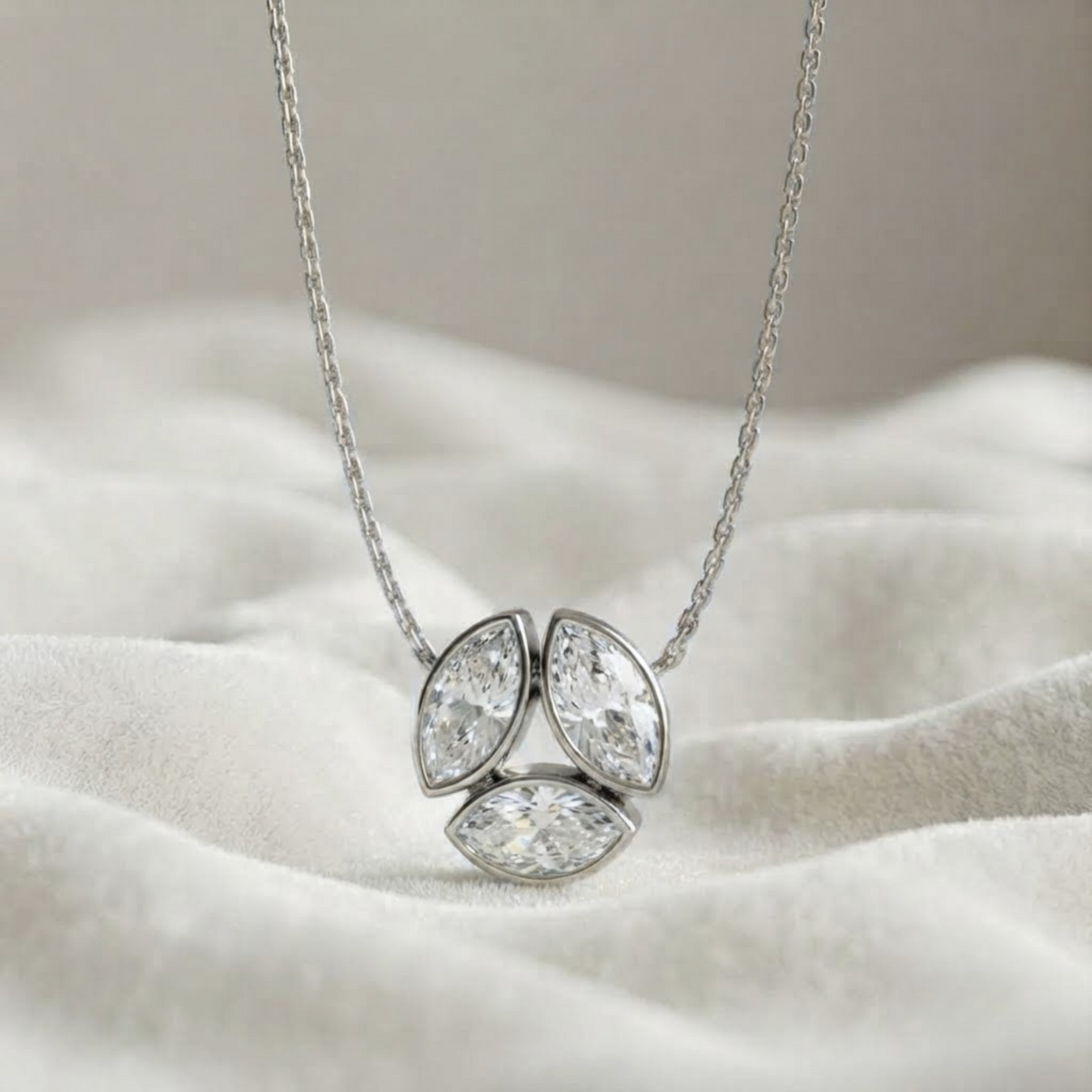 Three Marquise Cut Lab-Grown Diamond Necklace