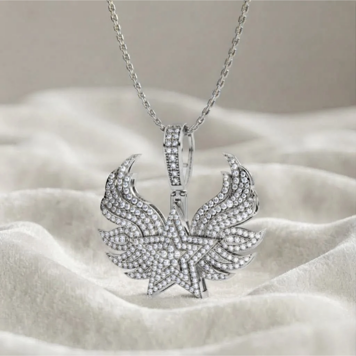 Angel's Wing Necklace Paved Angel Wing Pendant
