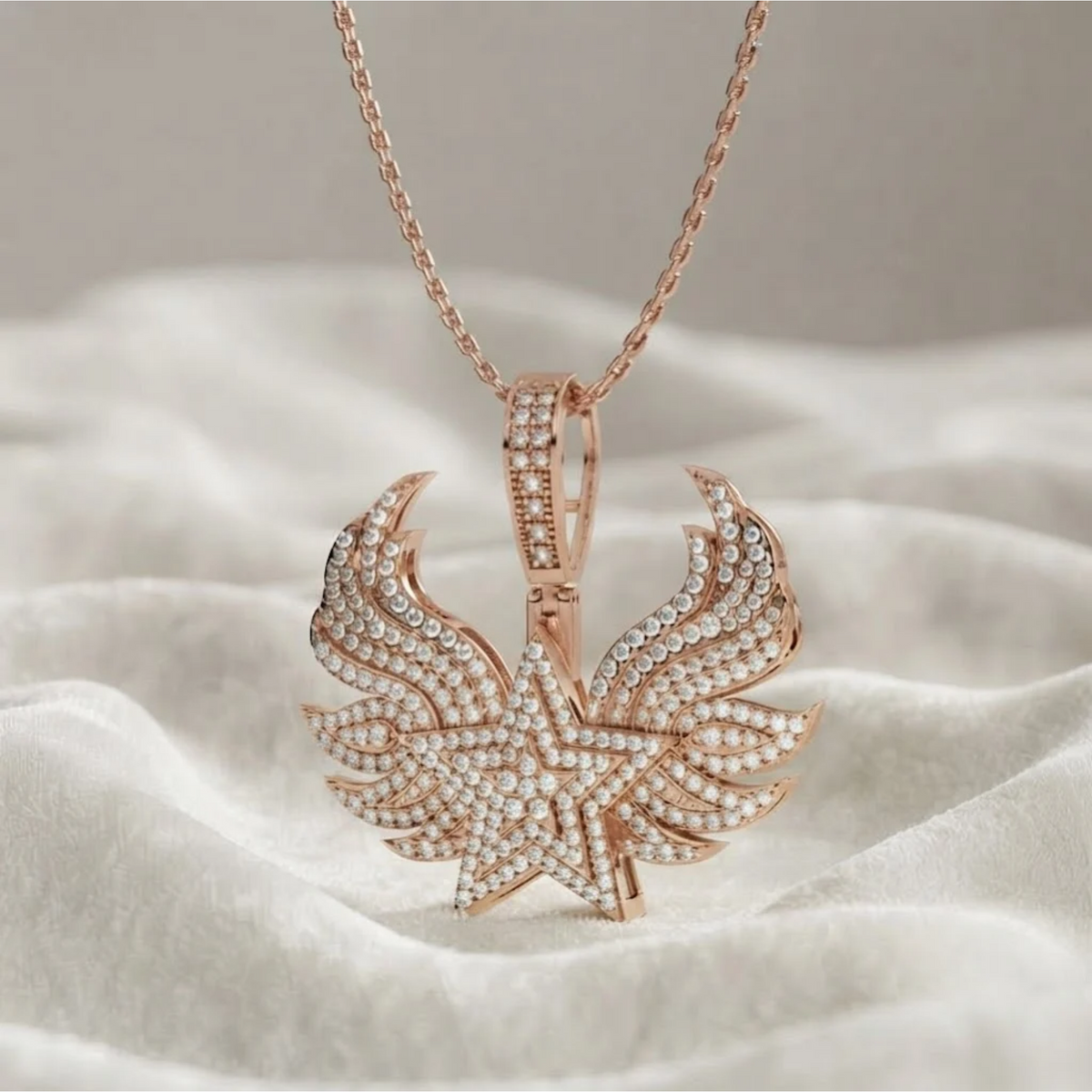 Angel's Wing Necklace Paved Angel Wing Pendant