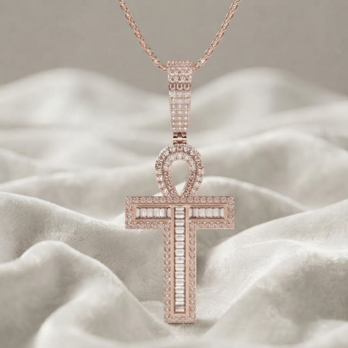 Diamond Cross Pendant Egyptian Ankh Pendant