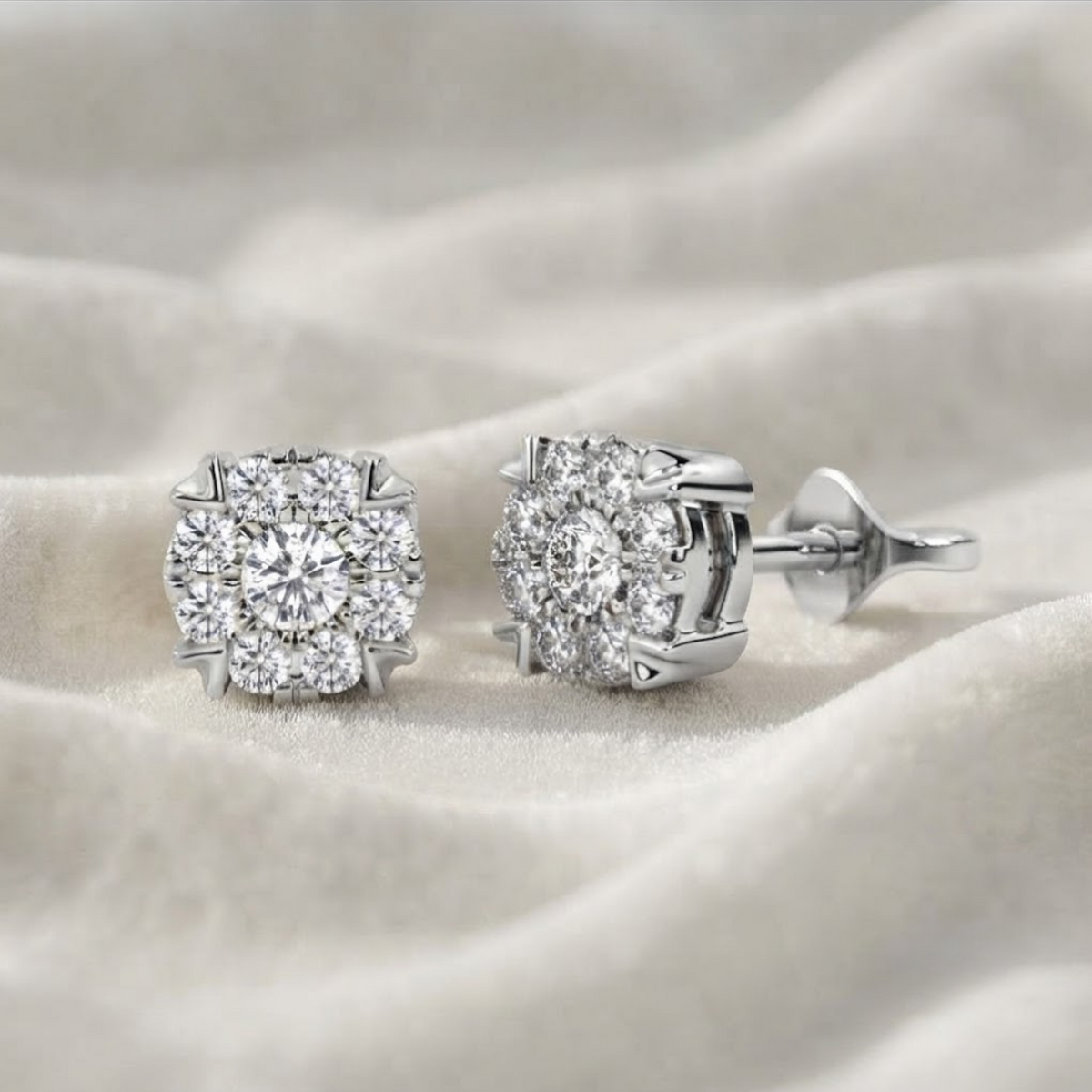 White Rose Gold Lab Created Diamond Earrings