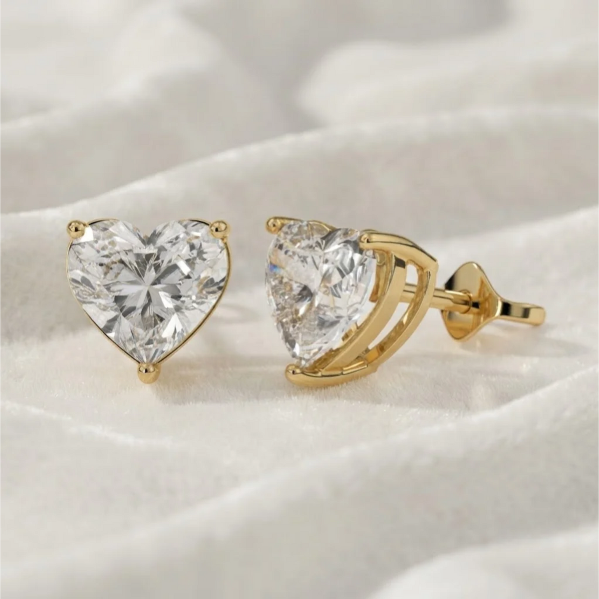 Diamond Studs IGI Certified Heart Cut Diamond Earrings.