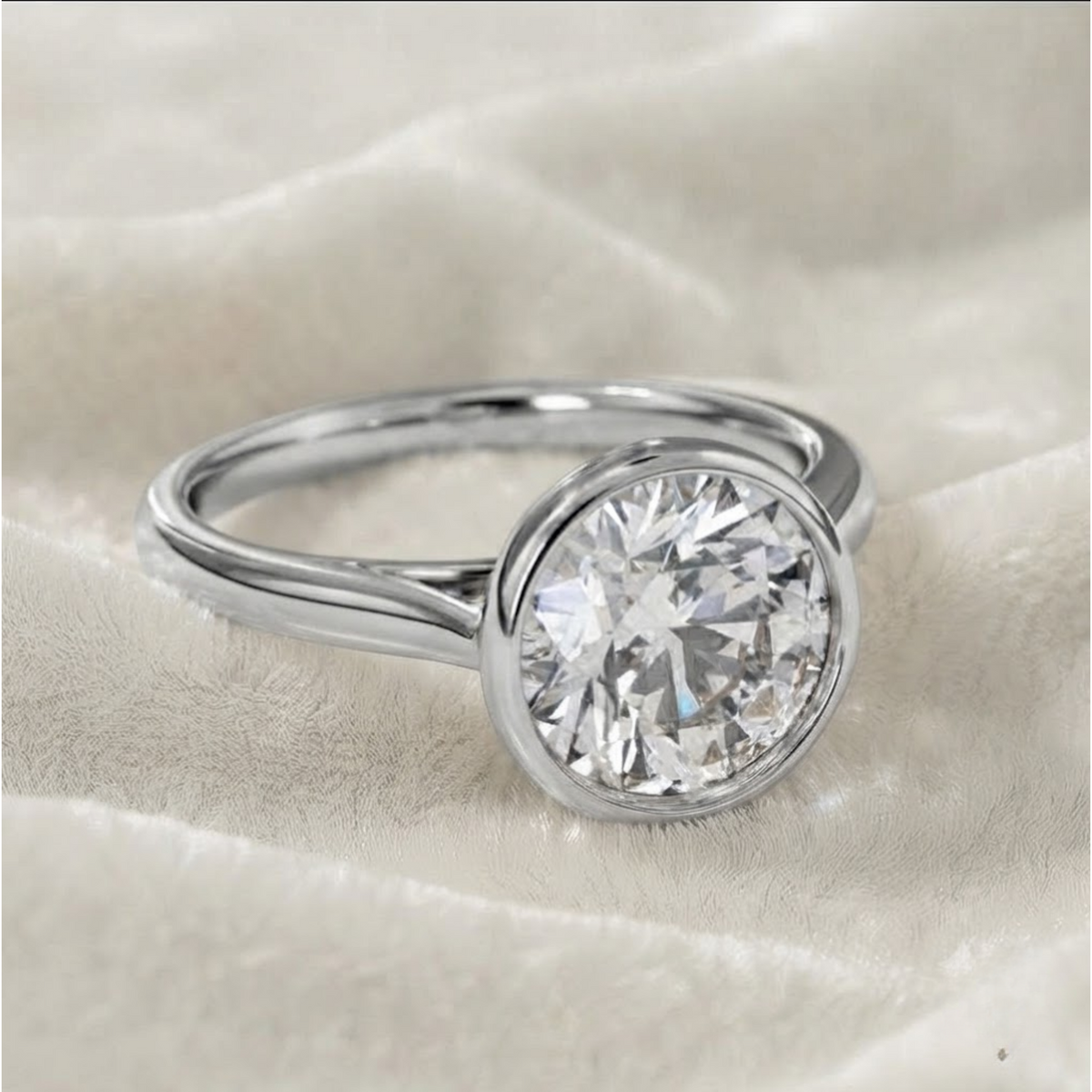 Round Cut Lab Grown Diamond Bezel Engagement Ring