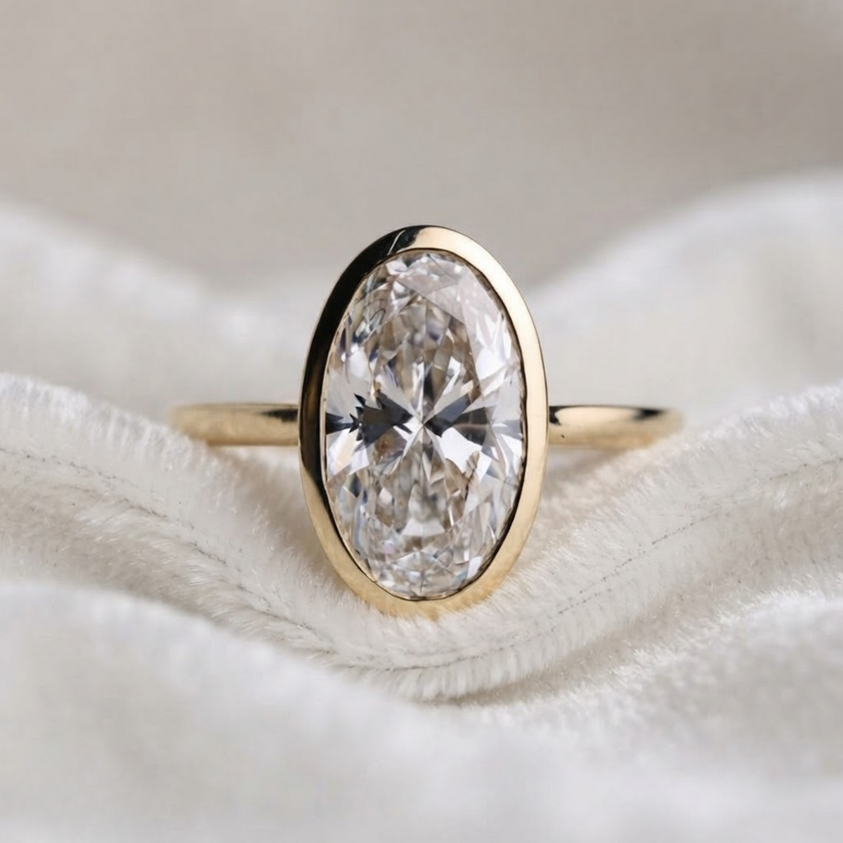 Bezel Set Oval Lab Diamond Engagement Ring