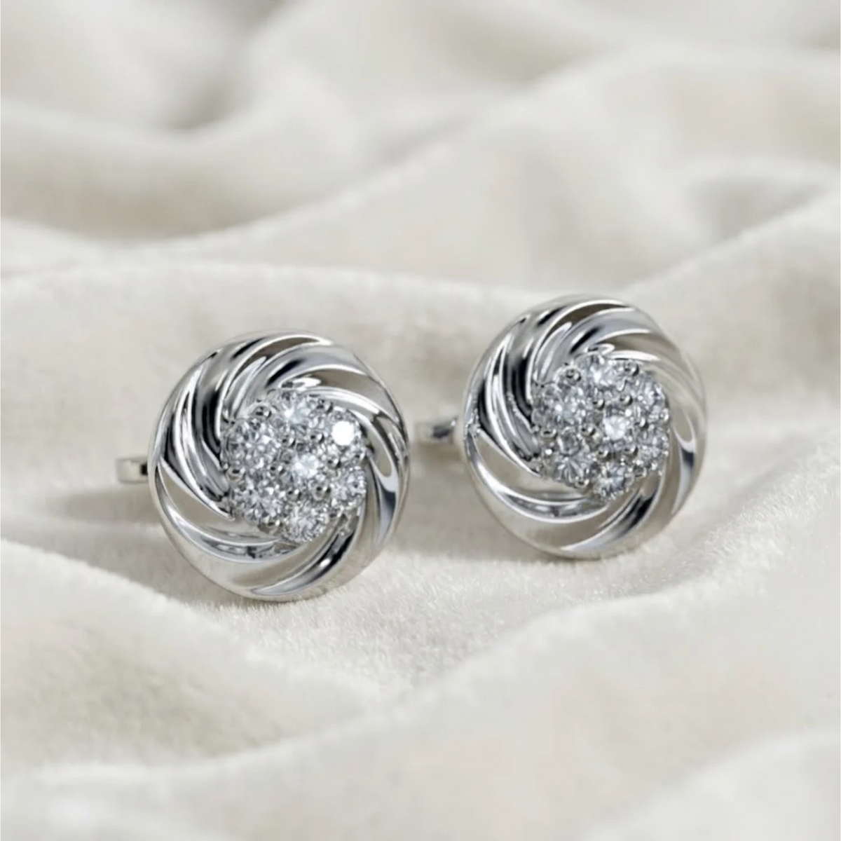Round Cut Lab Grown Diamond Floral Earrings