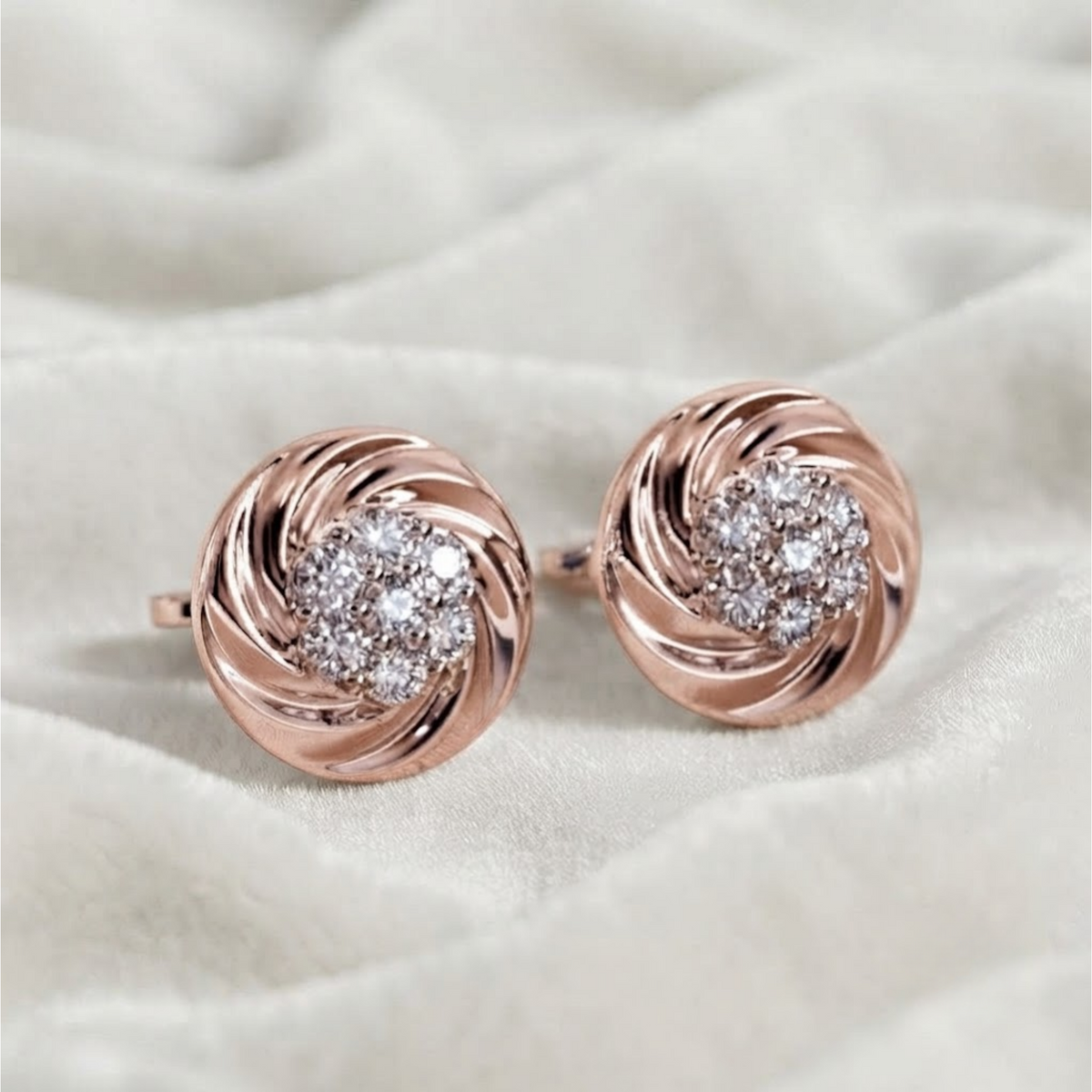 Round Cut Lab Grown Diamond Floral Earrings