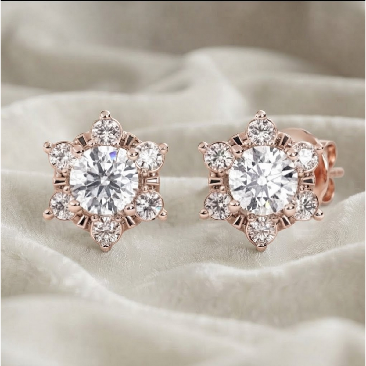 Lab Grown Halo Diamond Earrings