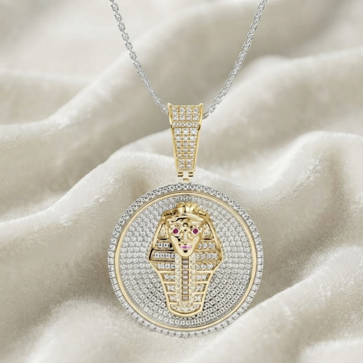 Lab Grown Diamond Egyptian Pharaoh Head Hip Hop Diamond Pendant