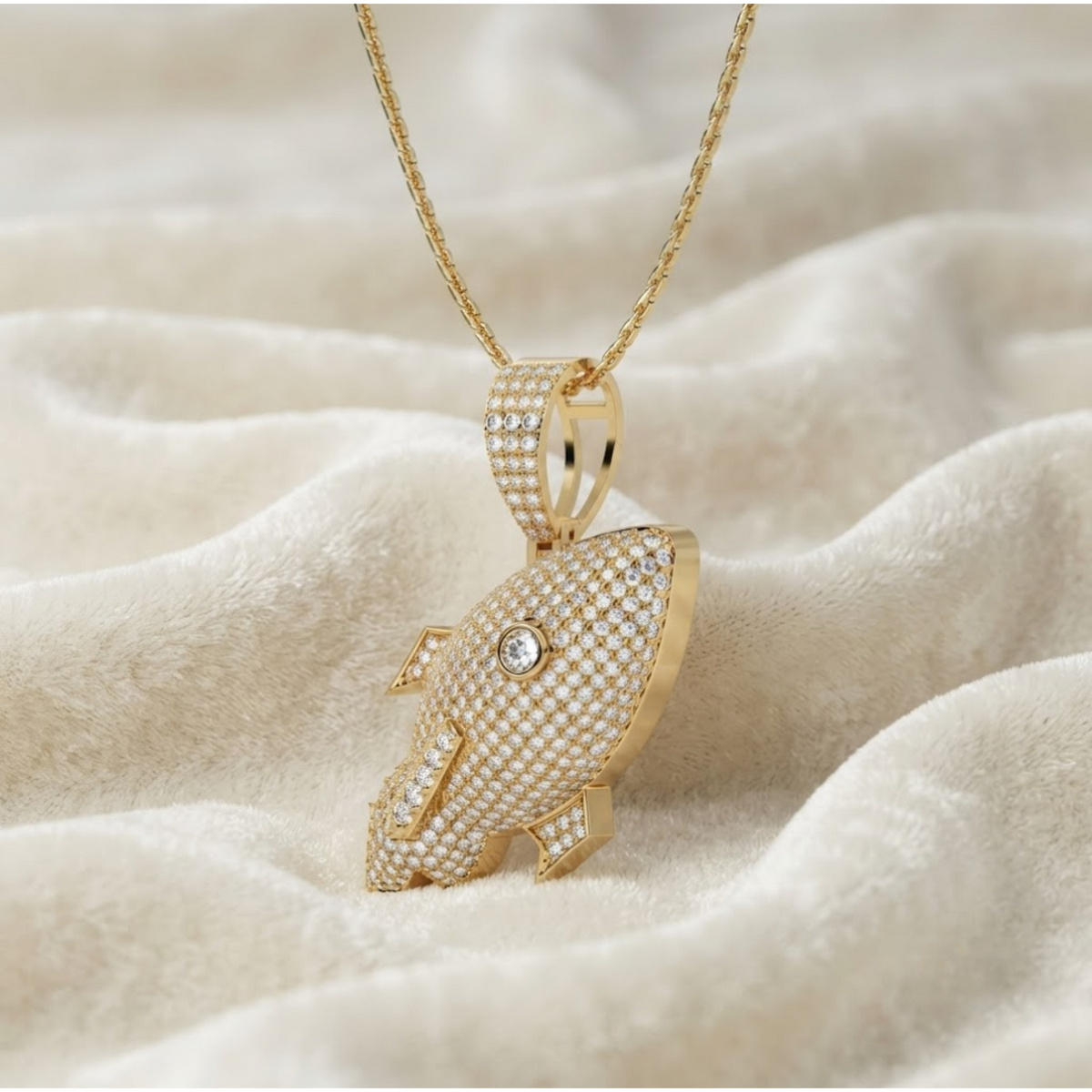 Rocket Ship Lab Grown Diamond Rocket Pendant for Him