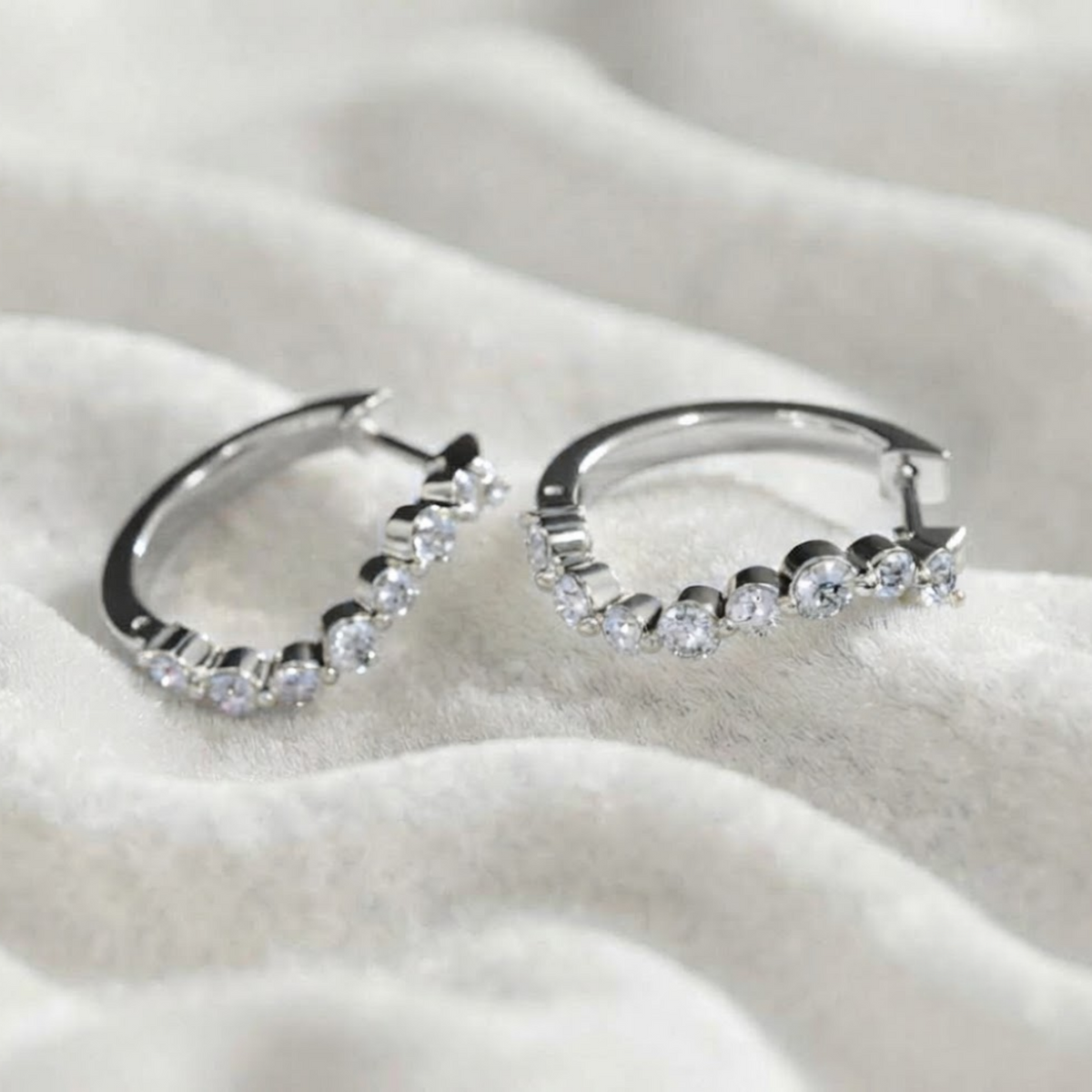 Yellow Gold Lock Lab Created Diamond Hoop Earrings