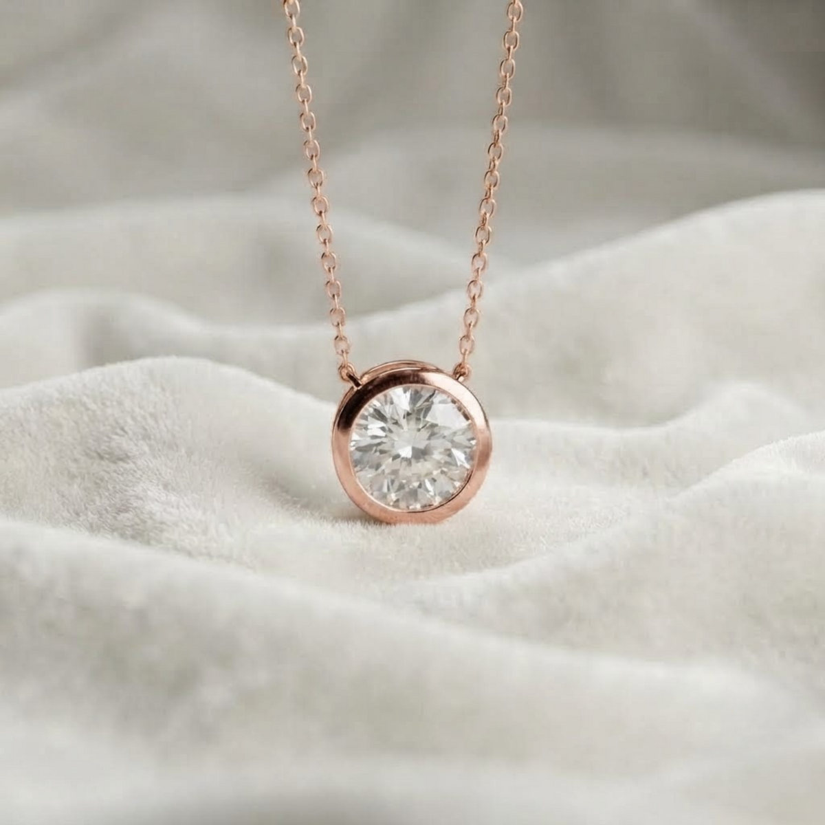 Round Diamond Pendant Diamond Solitaire Pendant