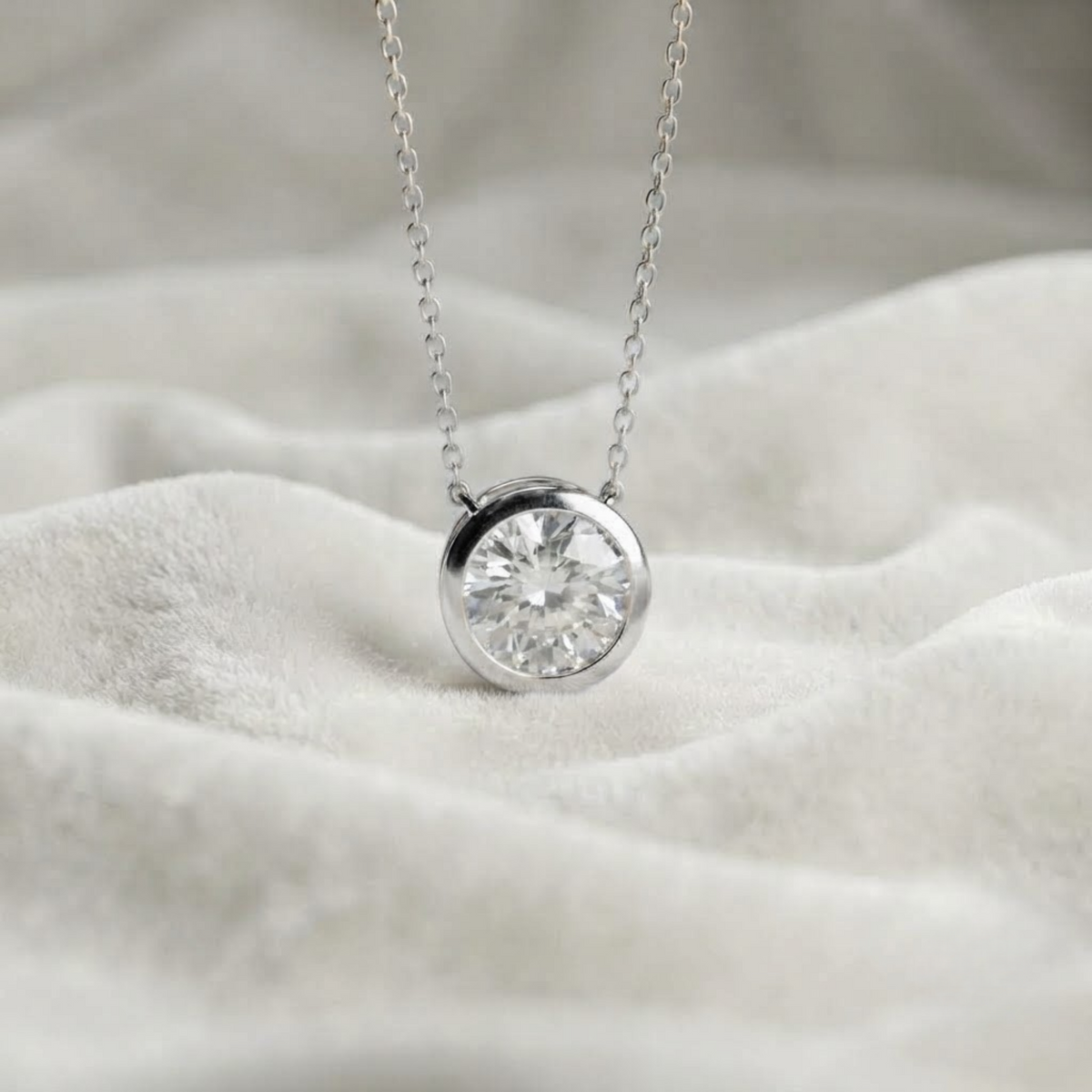 Round Diamond Pendant Diamond Solitaire Pendant