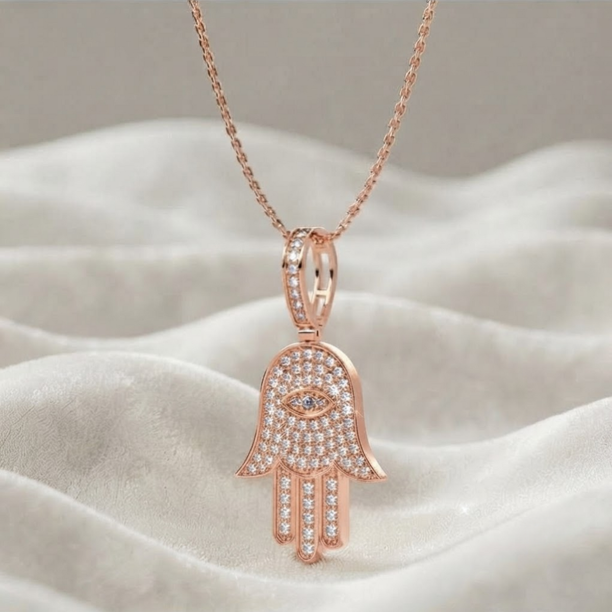Hamsa Lab Grown Diamond Hamsa Hand of Fatima Charm Pendant