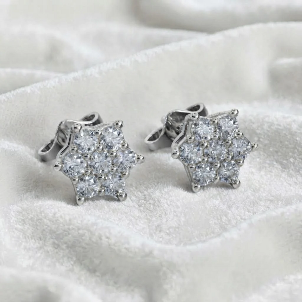 Wedding Earrings Flower Design Round Cut Earrings